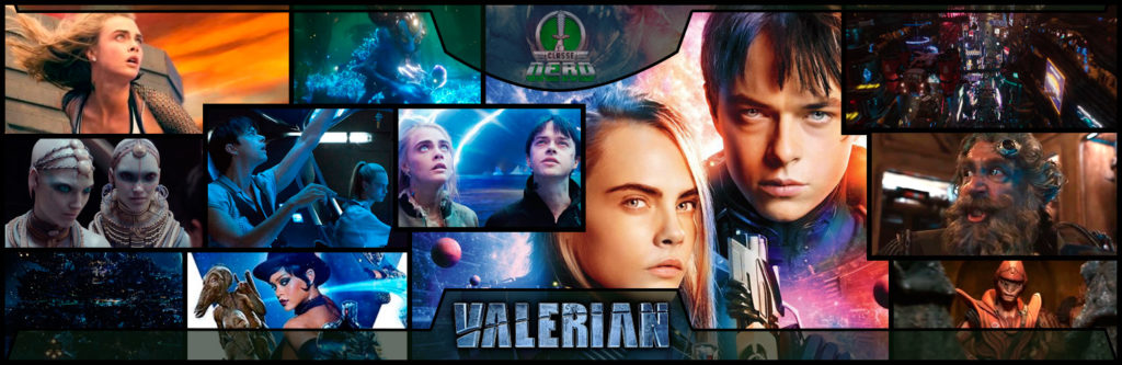 Imagem mostrando diversas cenas do filme Valerian e a cidade dos mil planetas